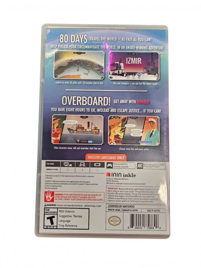 80 Days and Overboard Nintendo Switch NS for interactive fiction adventure video game fans featuring branching narratives choice driven storytelling mystery solving travel exploration memorable characters multiple story paths replayable adventures and immersive text based gameplay collectible gaming appeal back
