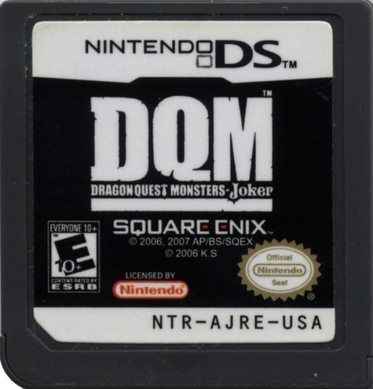 Dragon Quest Monsters Joker cartridge for the Nintendo DS featuring monster collecting RPG gameplay with turn based battles creature synthesis and open island exploration in the Dragon Quest universe cartridge
