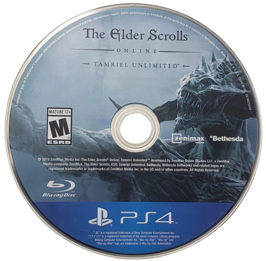 The Elder Scrolls Online: Tamriel Unlimited – PlayStation 4 (PS4) video game disc, online RPG by Bethesda Softworks