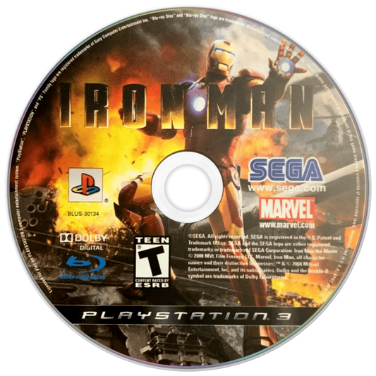 Iron Man disc art for Playstation 3 super-hero game.