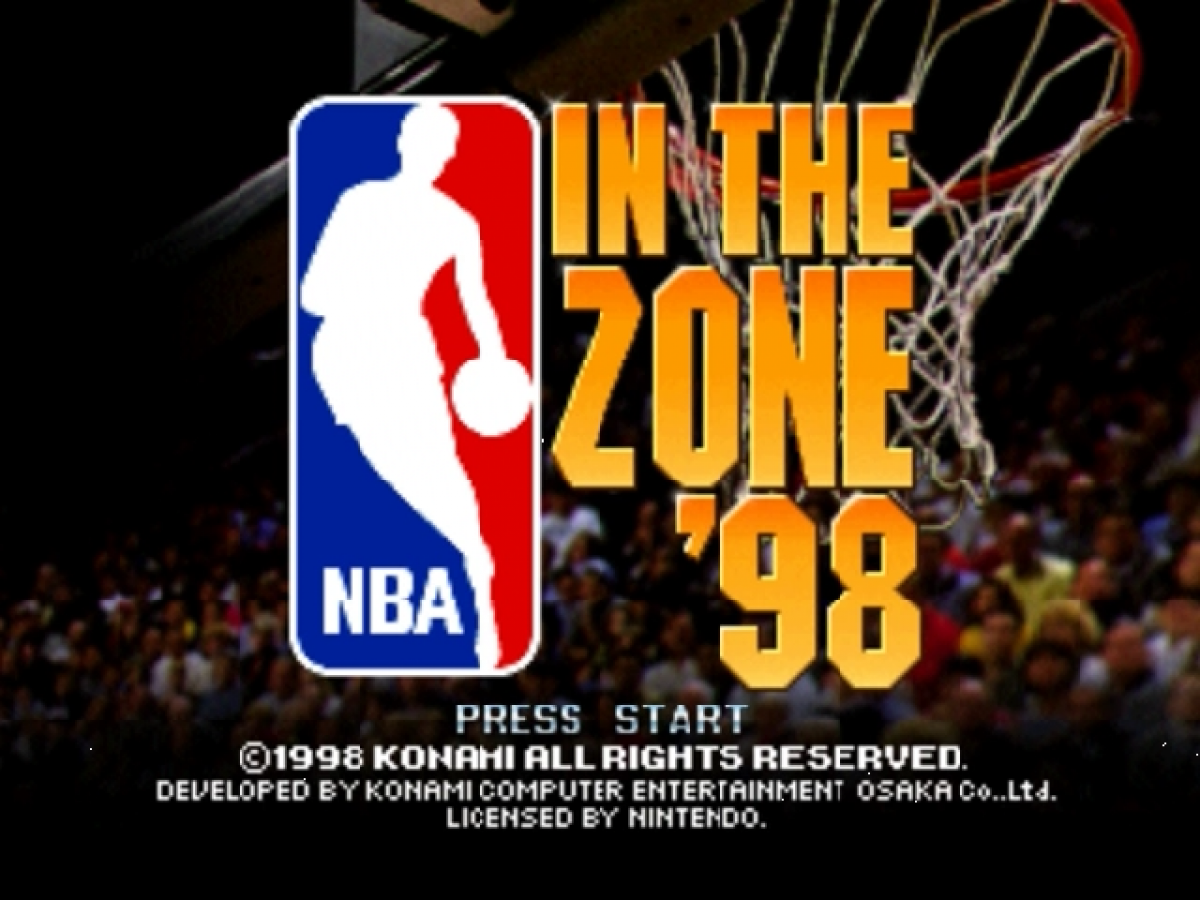 NBA In the Zone 98 title screen for Nintendo 64 N64 video game