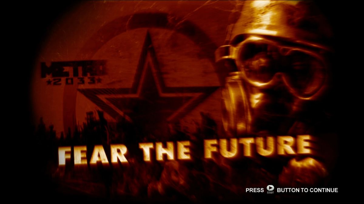 Metro 2033 start screen for Xbox 360 (X360) post-apocalyptic first-person shooter video game