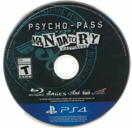 Psycho-Pass: Mandatory Happiness – PlayStation 4 (PS4) video game disc, visual novel adventure