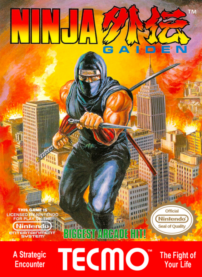 Ninja Gaiden cover art for Nintendo Entertainment System (NES) retro video game