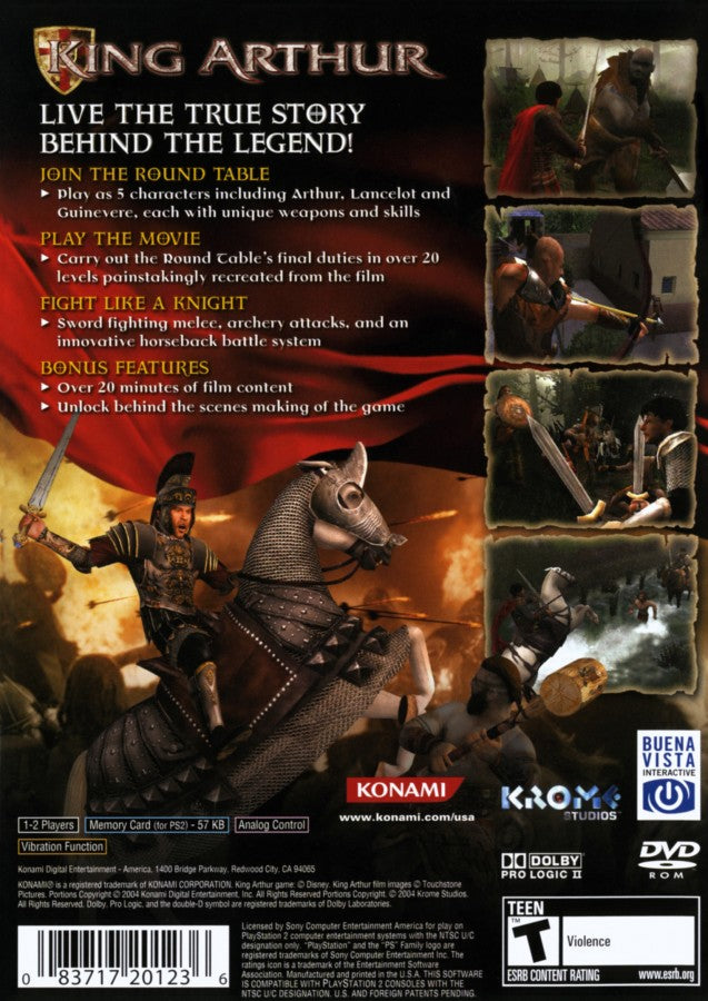 King Arthur back cover art for PlayStation 2 (PS2) video game