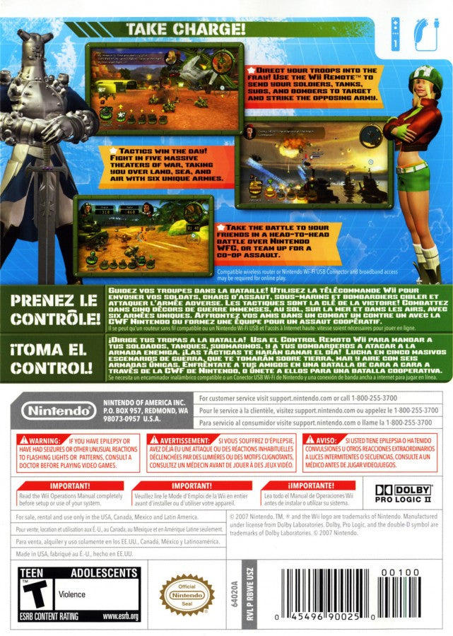 Battalion Wars 2 back cover art for Nintendo Wii (Wii) video game