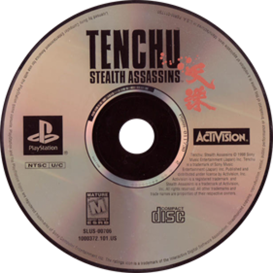 Tenchu: Stealth Assassins disc for PlayStation 1 (PS1) stealth action video game