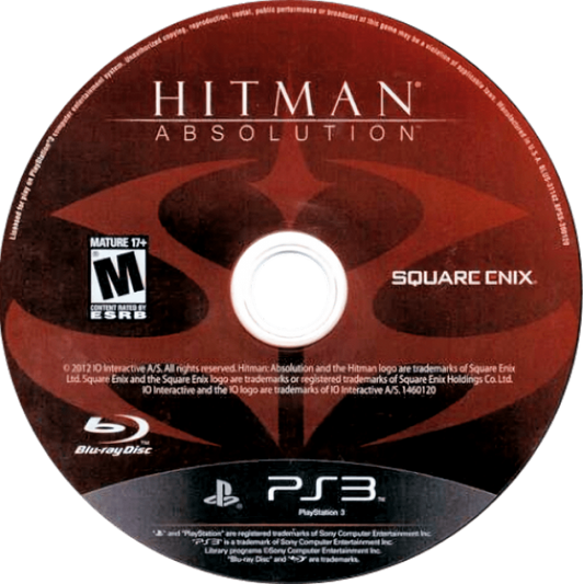 Hitman Absolution disc for PlayStation 3 (PS3) video game