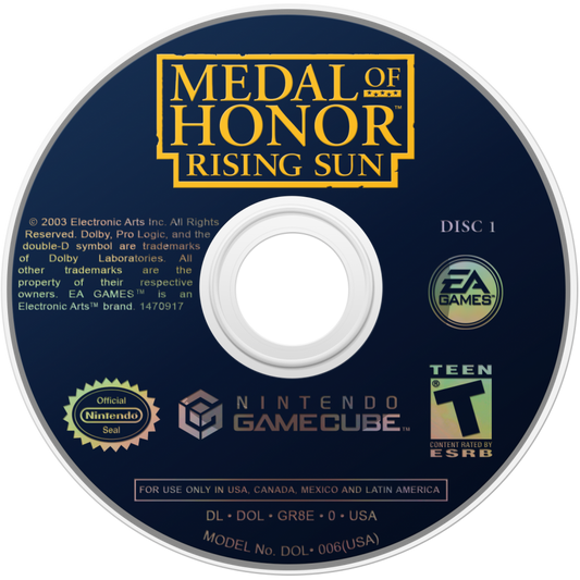 Medal of Honor: Rising Sun disc 1 for GameCube (GC) World War II first-person shooter video game