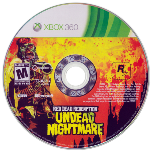 Red Dead Redemption Undead Nightmare Xbox 360 X360 for retro video game enthusiasts featuring open world action adventure gameplay zombie survival combat Wild West exploration undead enemies horseback riding weapon upgrades and collectible gaming appeal disc