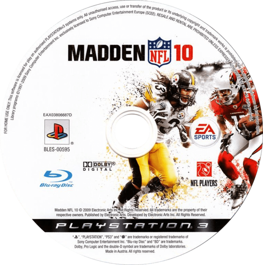 Madden NFL 10 disc art for PlayStation 3 (PS3) video game