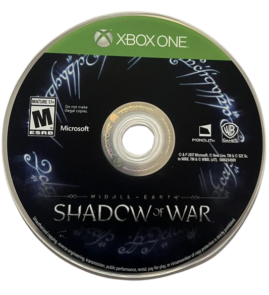 Middle Earth: Shadow of War disc for Xbox One (XONE) action-adventure video game