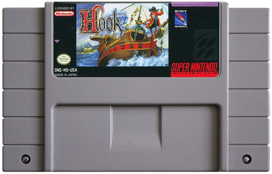 Hook cartridge for Super Nintendo Entertainment System (SNES) retro video game