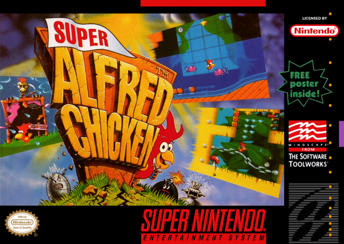 Super Alfred Chicken cover art for Super Nintendo Entertainment System (SNES) video game