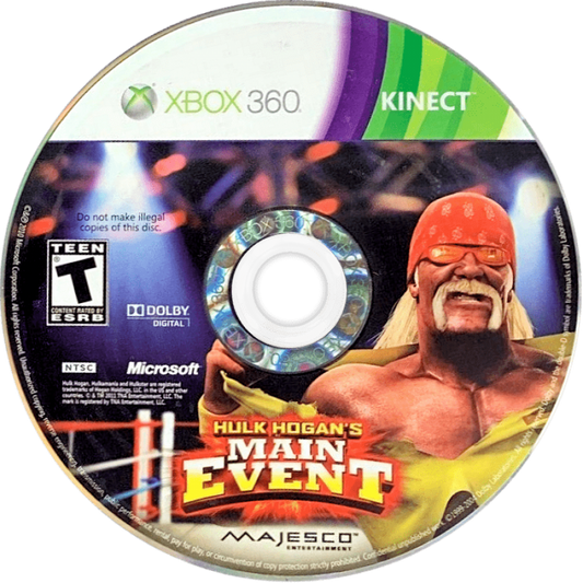 Hulk Hogan's Main Event disc for Xbox 360 (X360) motion-controlled wrestling video game