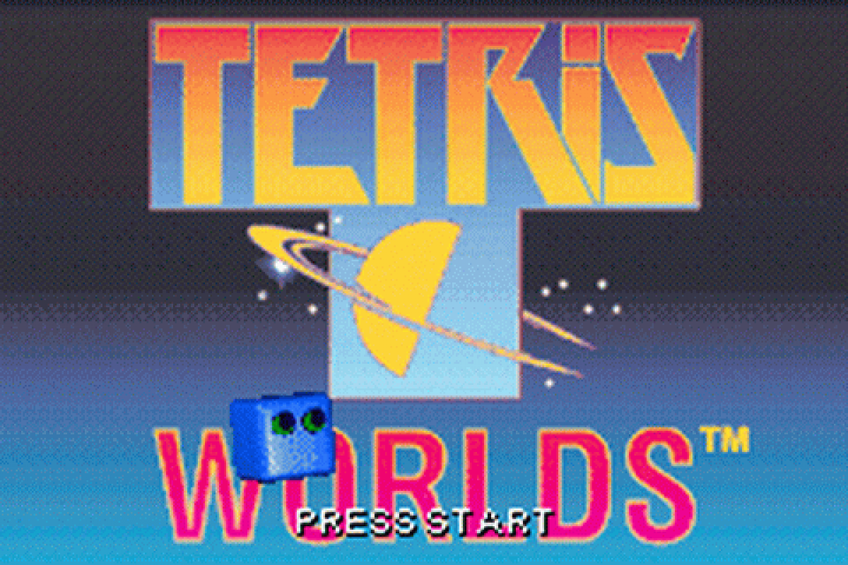Tetris Worlds title screen for Game Boy Advance video game.