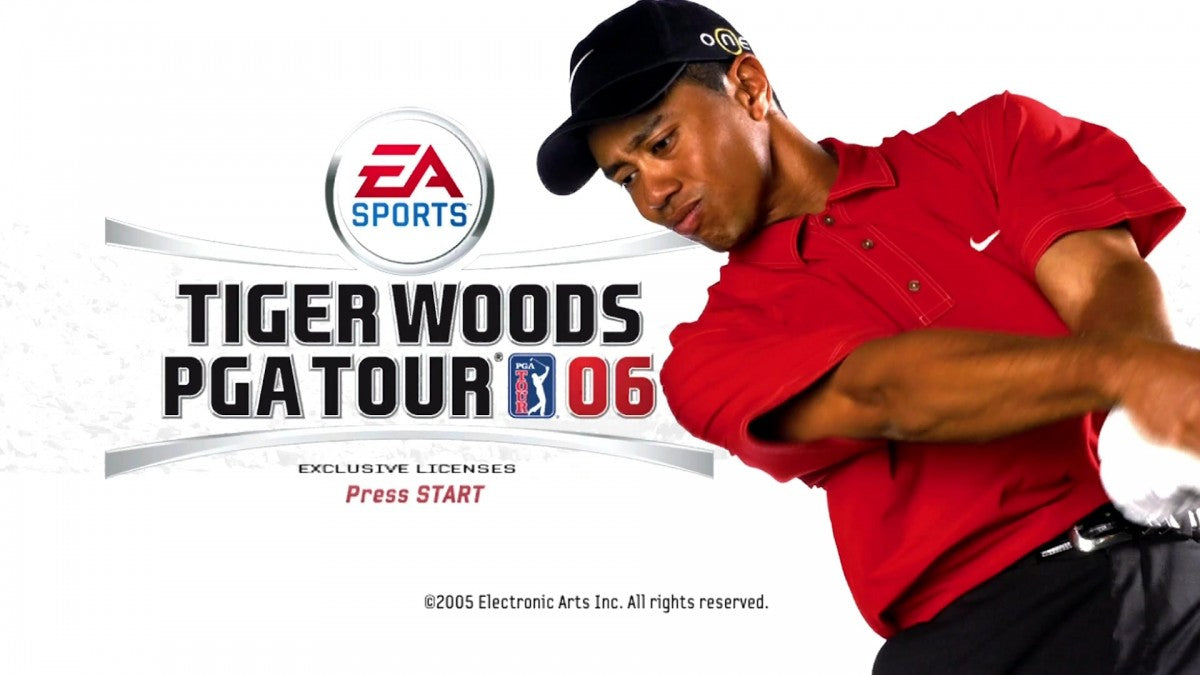 Tiger Woods PGA Tour 06 start screen for Xbox 360 (X360) golf sports video game