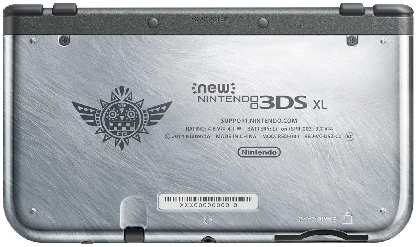 Monster Hunter 4 Limited Edition New Nintendo 3DS XL complete in box featuring exclusive silver design with embossed monster artwork back of console