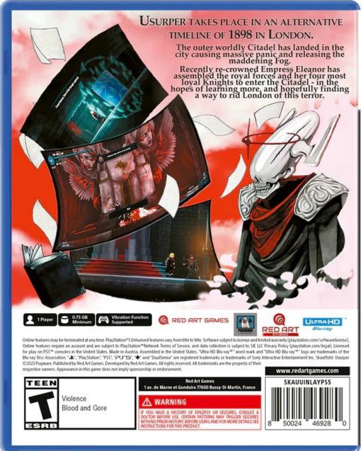 Skautfold: Usurper – Playstation 5 Back Cover Box Art for this PlayStation 5 Game