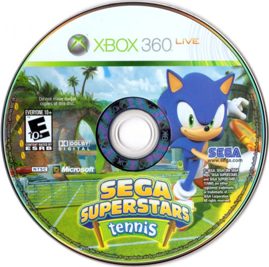 Sega Superstars Tennis disc for Xbox 360 (X360) sports tennis video game