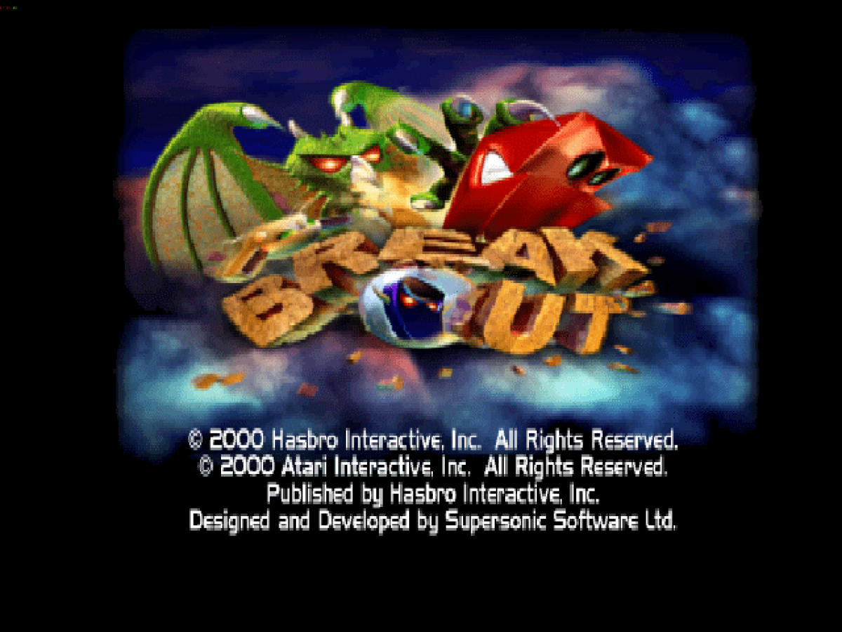 Breakout home screen for PlayStation 1 (PS1) retro video game