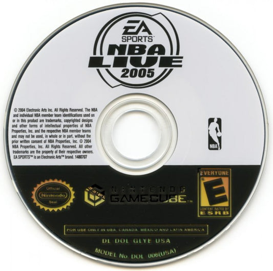 NBA Live 2005 disc for Nintendo GameCube (GC) basketball sports video game