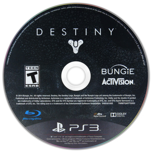 Destiny disc art for PlayStation 3 (PS3) video game