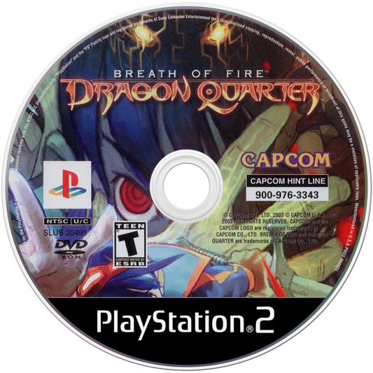 Breath of Fire Dragon Quarter PS2 Sony PlayStation 2 JRPG role playing game Capcom turn based combat survival dungeon crawling sci fi fantasy dragon transformation D ratio system strategic gameplay story driven adventure retro gaming PlayStation 2 software video game title disc