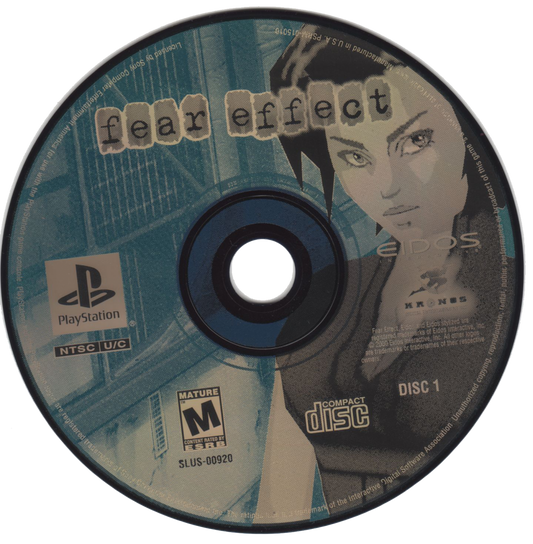 Fear Effect retro cyberpunk action adventure game for PlayStation 1 (PS1) disc 1