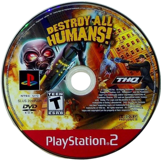 Destroy All Humans PS2 PlayStation 2 open world action adventure game retro video game disc Greatest Hits edition