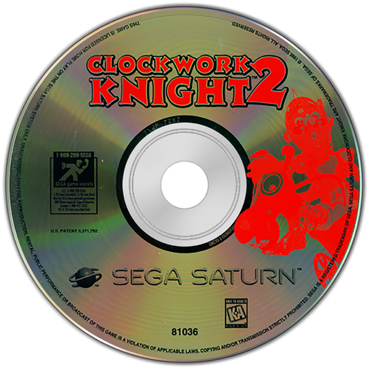 Clockwork Knight 2 Sega Saturn 2.5D platformer toy themed action adventure Sir Tongara de Pepperouchau III side scrolling gameplay mechanical world exploration colorful Sega mascot era retro gaming Sega Saturn software video game title disc