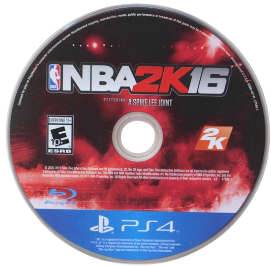 NBA 2K16 – PlayStation 4 (PS4) video game disc, basketball sports simulation game.