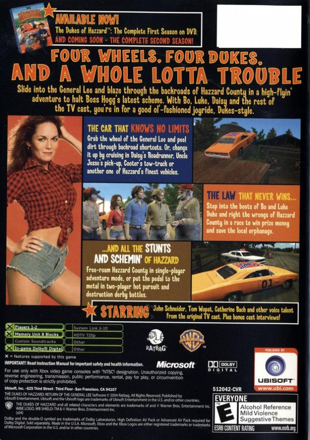 The Dukes of Hazzard: Return of the General Lee back cover art for Xbox (XBOX) video game