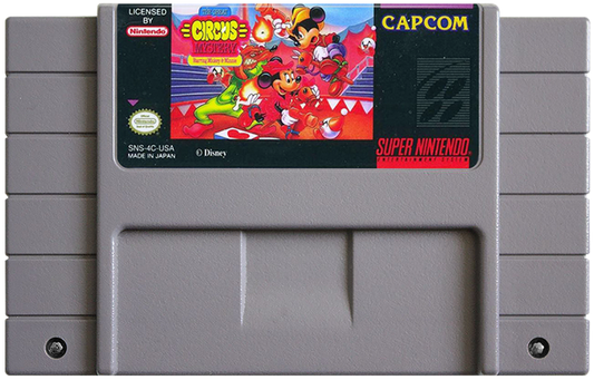 The Great Circus Mystery: Starring Mickey and Minnie cartridge for Super Nintendo Entertainment System (SNES) retro video game