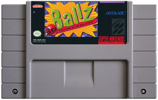 Ballz 3D retro SNES video game Ballz 3D fighting game one on one combat quirky characters arcade style battles polygon graphics console title Super Nintendo release cartridge