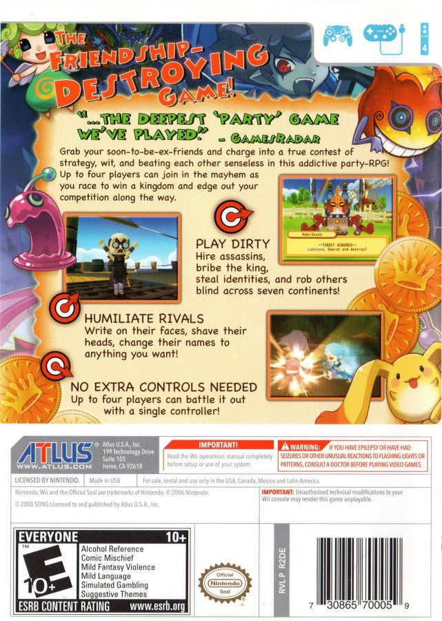 Dokapon Kingdom back cover art for Nintendo Wii (Wii) video game