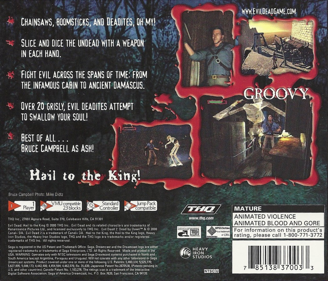 Evil Dead Hail to the King Sega Dreamcast retro video game survival horror back of case
