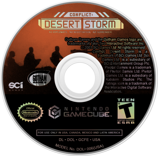 Conflict: Desert Storm disc for GameCube (GC) tactical military shooter video game