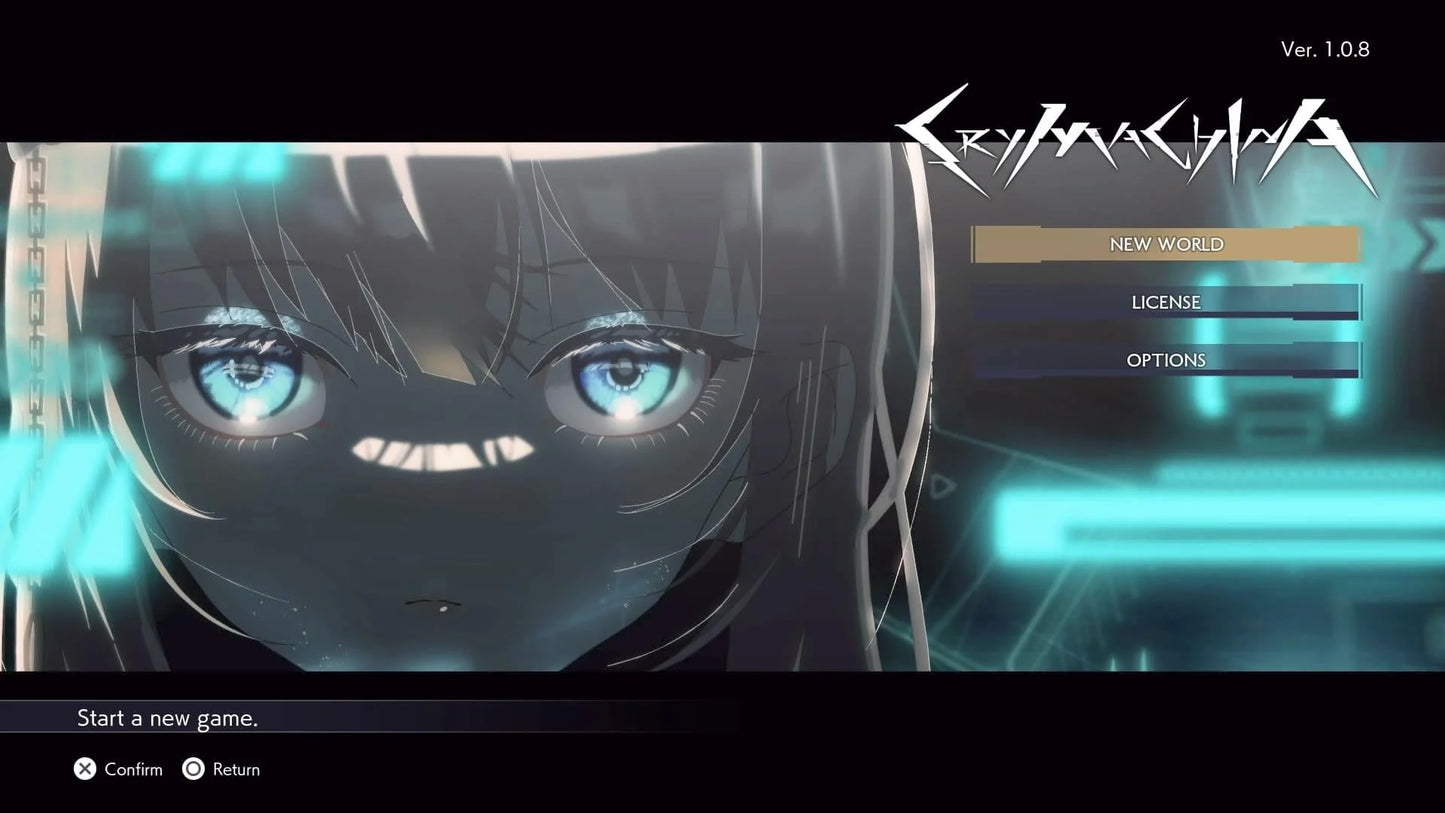 Crymachina titlescreen for Playstation 5 (PS5) video game.