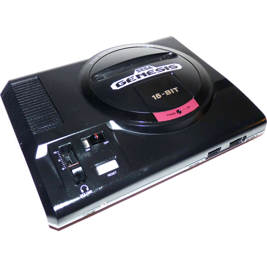 Sega Genesis Console System (GEN) Model 1 in Scratch & Scuff Condition at Gamers INC, featuring the iconic "High Definition Graphics" hardware that defined 16-bit gaming, offering authentic blast processing performance and a deep library of legendary titles in a well-loved, budget-friendly unit perfect for gamers looking for pure retro functionality top left