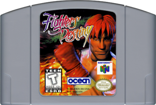 Fighters Destiny Nintendo 64 N64 video game featuring 3D fighting gameplay martial arts combat competitive matches strategic fighting mechanics special moves character battles arena action and classic 64 bit Nintendo gameplay retro video game collection collectible gaming appeal game cartridge