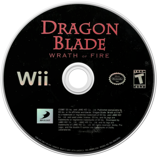 Dragon Blade: Wrath Of Fire disc cover art for Nintendo Wii (Wii) video game