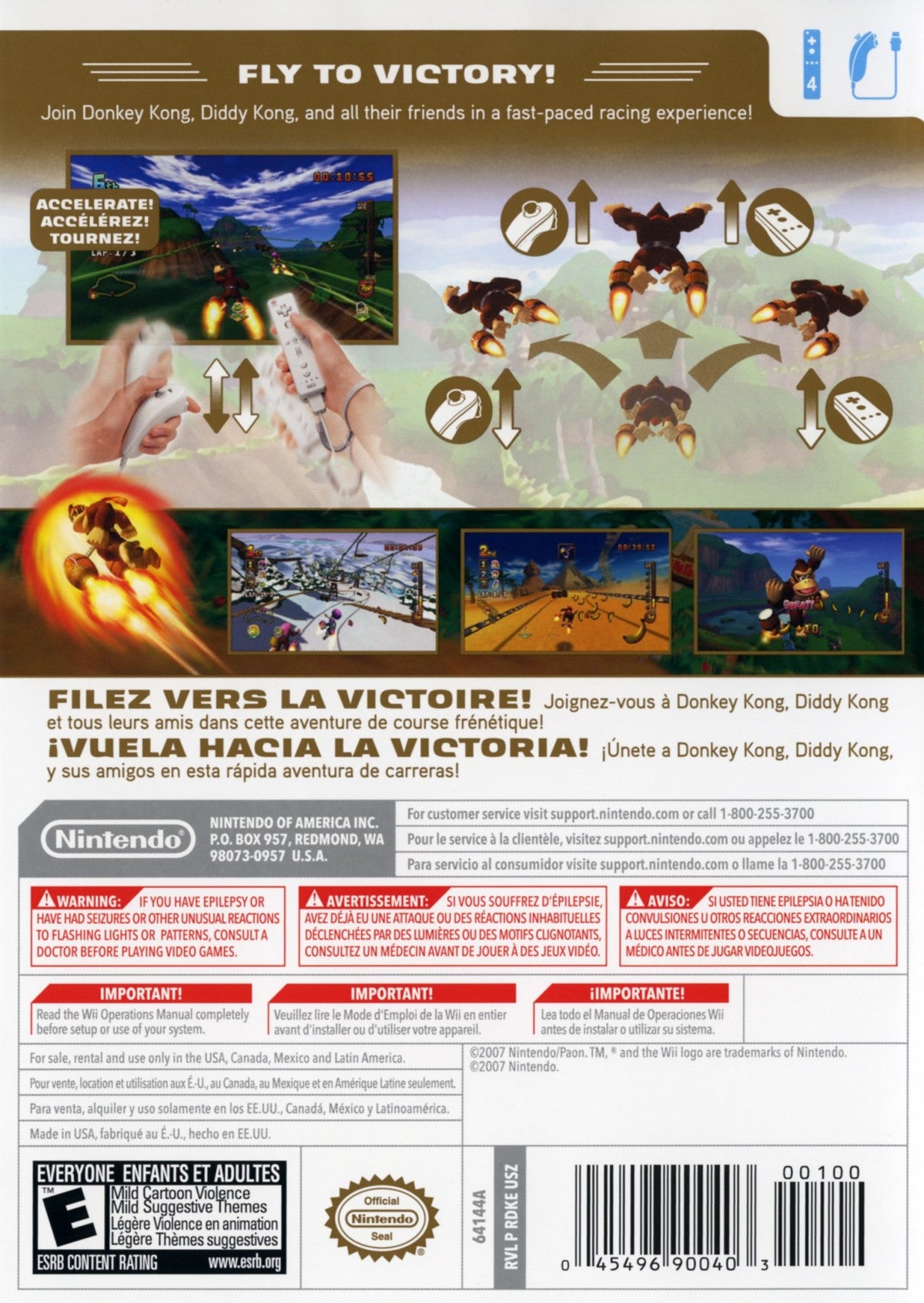Donkey Kong: Barrel Blast back cover art for Nintendo Wii (Wii) video game