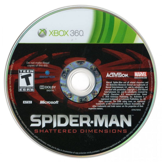 Spider-Man: Shattered Dimensions disc for Xbox 360 (X360) action-adventure superhero video game