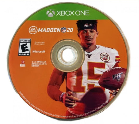 Madden NFL 20 disc for Xbox One (XONE) sports football video game