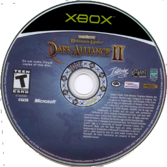Baldur's Gate: Dark Alliance 2 disc art for Xbox (XBOX) video game