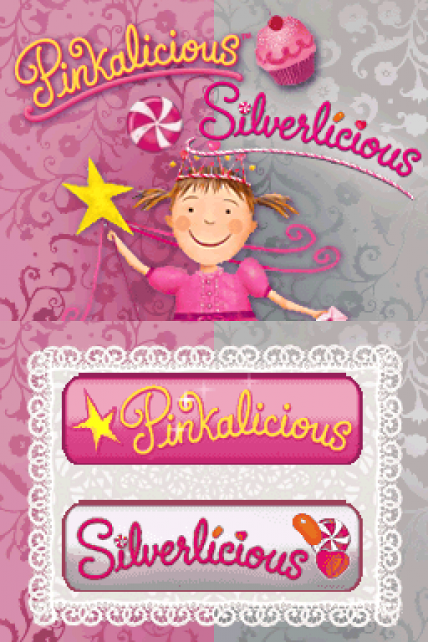 Pinkalicious Silverlicious 2-Pack start screen for Nintendo DS (DS) children's adventure video game bundle