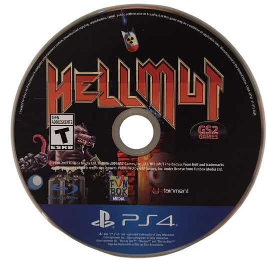 Hellmut: Badass from Hell – PlayStation 4 (PS4) video game disc, fast-paced twin-stick shooter