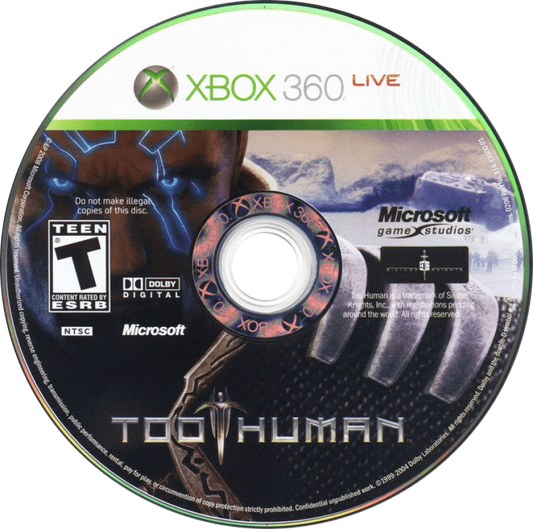Too Human disc for Xbox 360 (X360) action role-playing video game