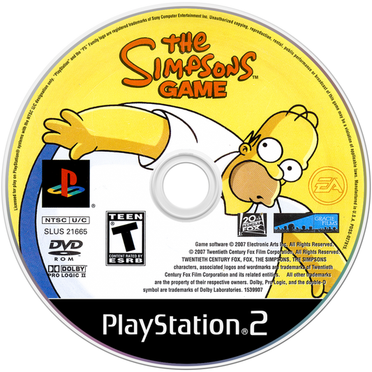 The Simpsons Game – PlayStation 2 (PS2) video game disc, action-adventure platformer.